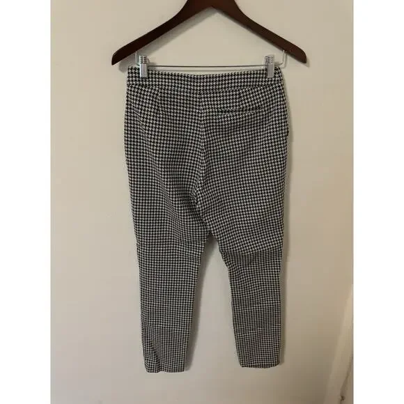 Sezane Pantalon Clara Trousers Black White Houndstooth Sz Fr 38 US 6